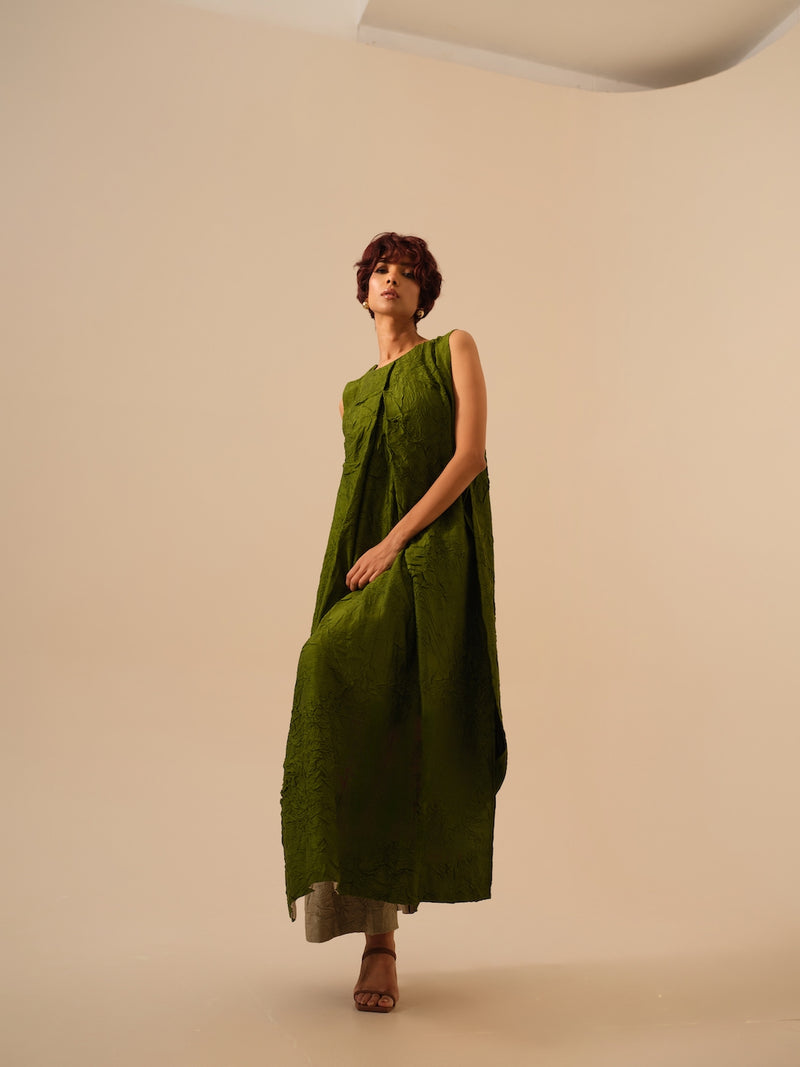 Flip Tunic-Jade Green crushed silk kaftans and tunics by Stoique in green for women in Singapore