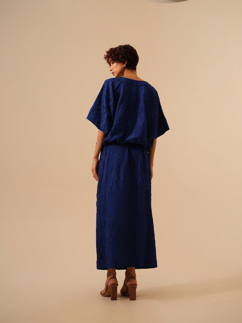 Unfold Dress-Electric Blue crushed silk dresses by Stoique in blue for women in Singapore