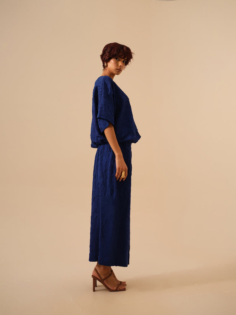 Unfold Dress-Electric Blue crushed silk dresses by Stoique in blue for women in Singapore