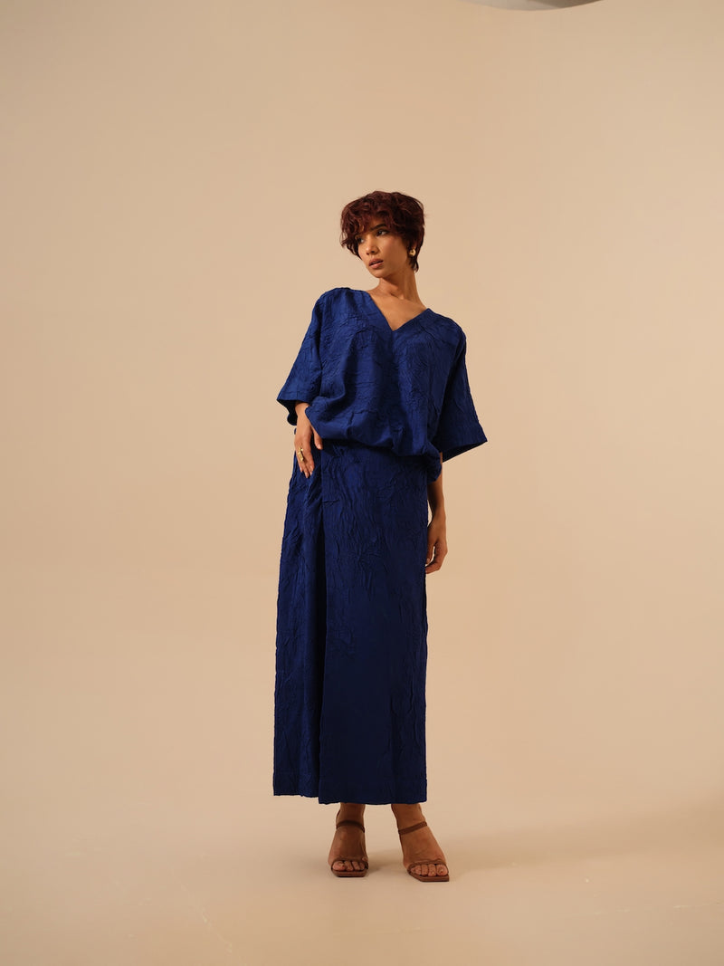 Unfold Dress-Electric Blue crushed silk dresses by Stoique in blue for women in Singapore