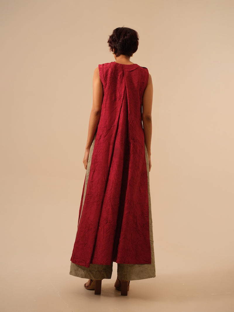 Flip Tunic-Tomato Red crushed silk kaftans and tunics by Stoique in red for women in Singapore