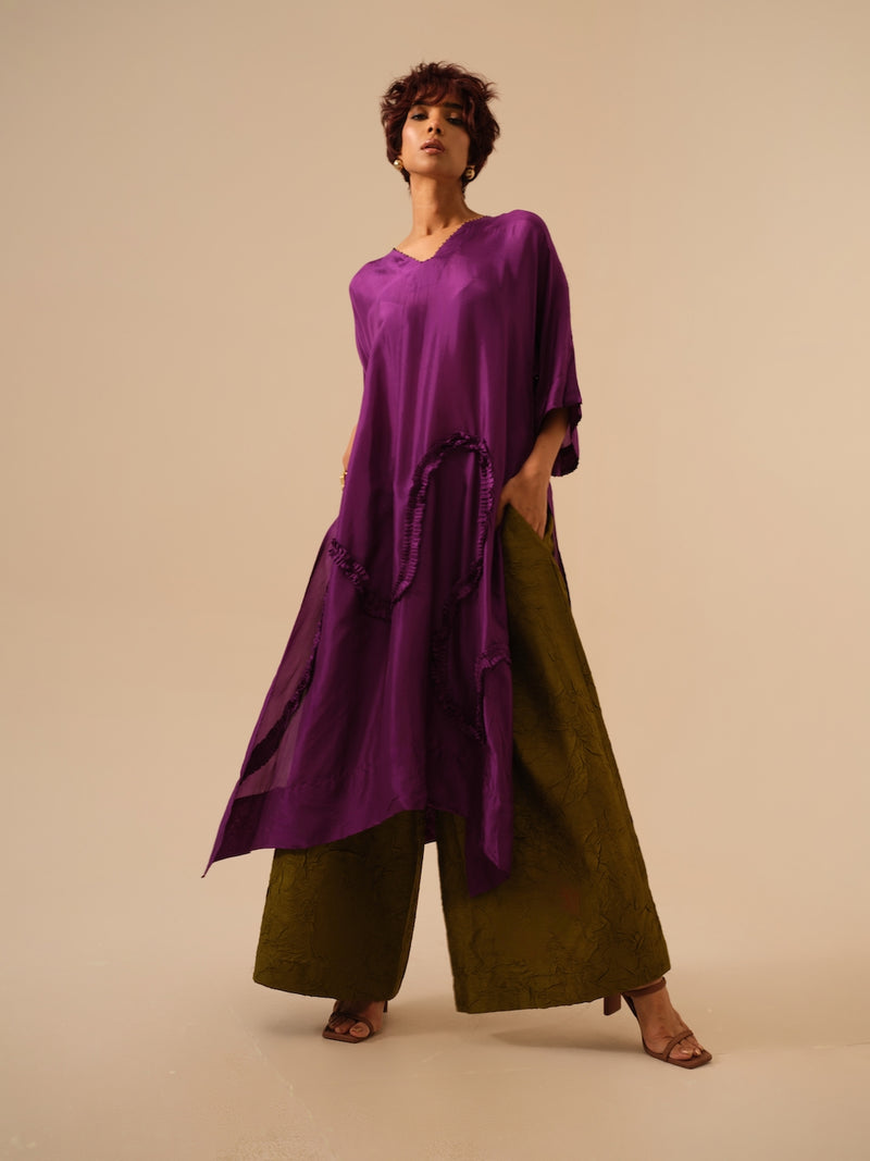 Root Pants-Moss Green (Rev/Ro/Bo/MG) crushed silk pants/trousers by Stoique in green for women in Singapore
