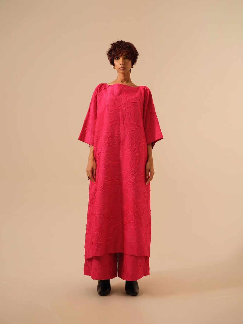 Brook Tunic-Pink crushed silk kaftans and tunics by Stoique in pink for women in Singapore