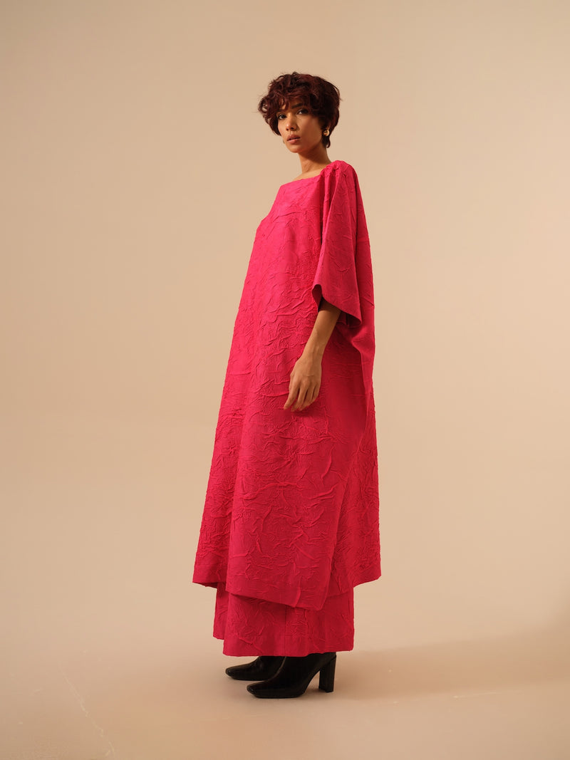 Brook Tunic-Pink crushed silk kaftans and tunics by Stoique in pink for women in Singapore