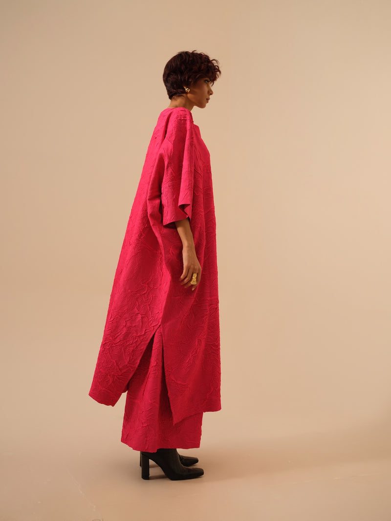 Brook Tunic-Pink crushed silk kaftans and tunics by Stoique in pink for women in Singapore