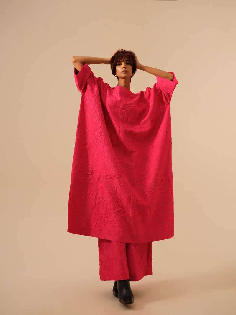 Brook Tunic-Pink crushed silk kaftans and tunics by Stoique in pink for women in Singapore