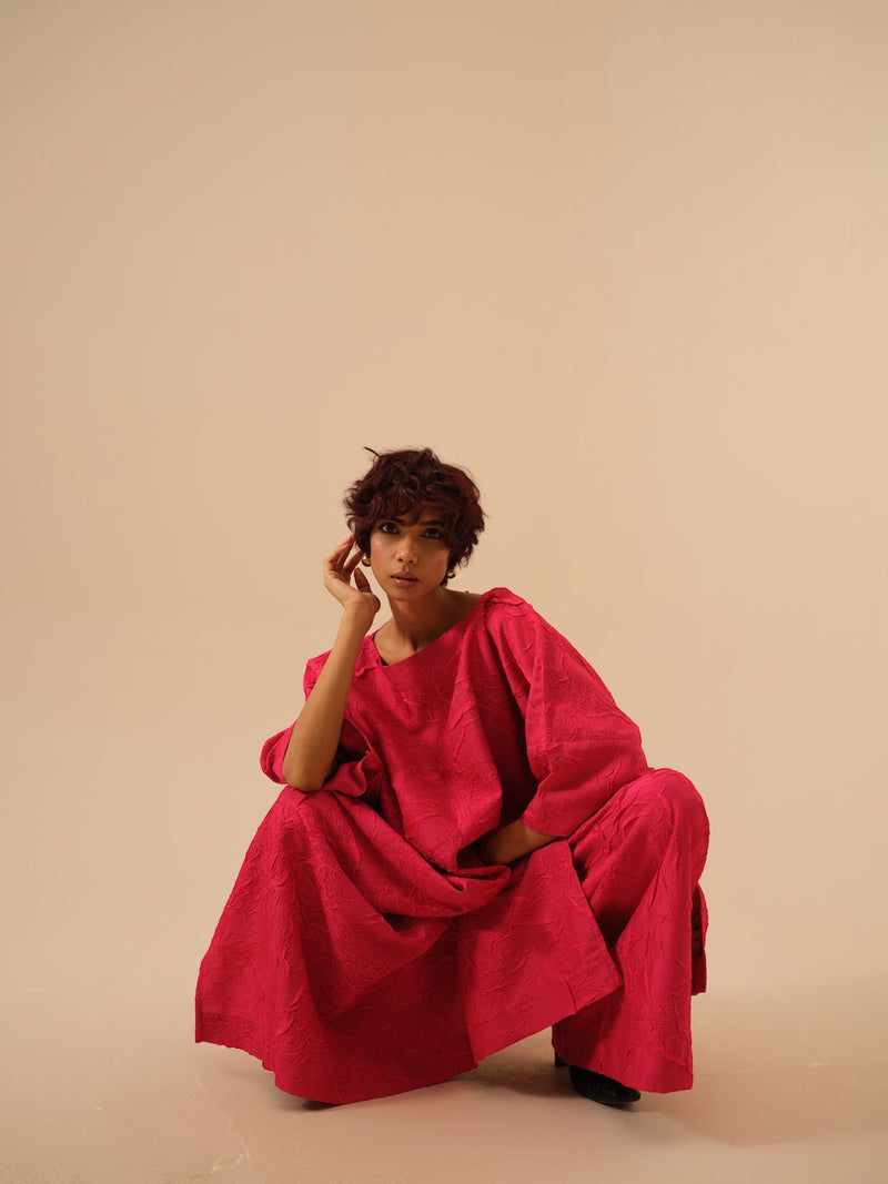 Brook Tunic-Pink crushed silk kaftans and tunics by Stoique in pink for women in Singapore