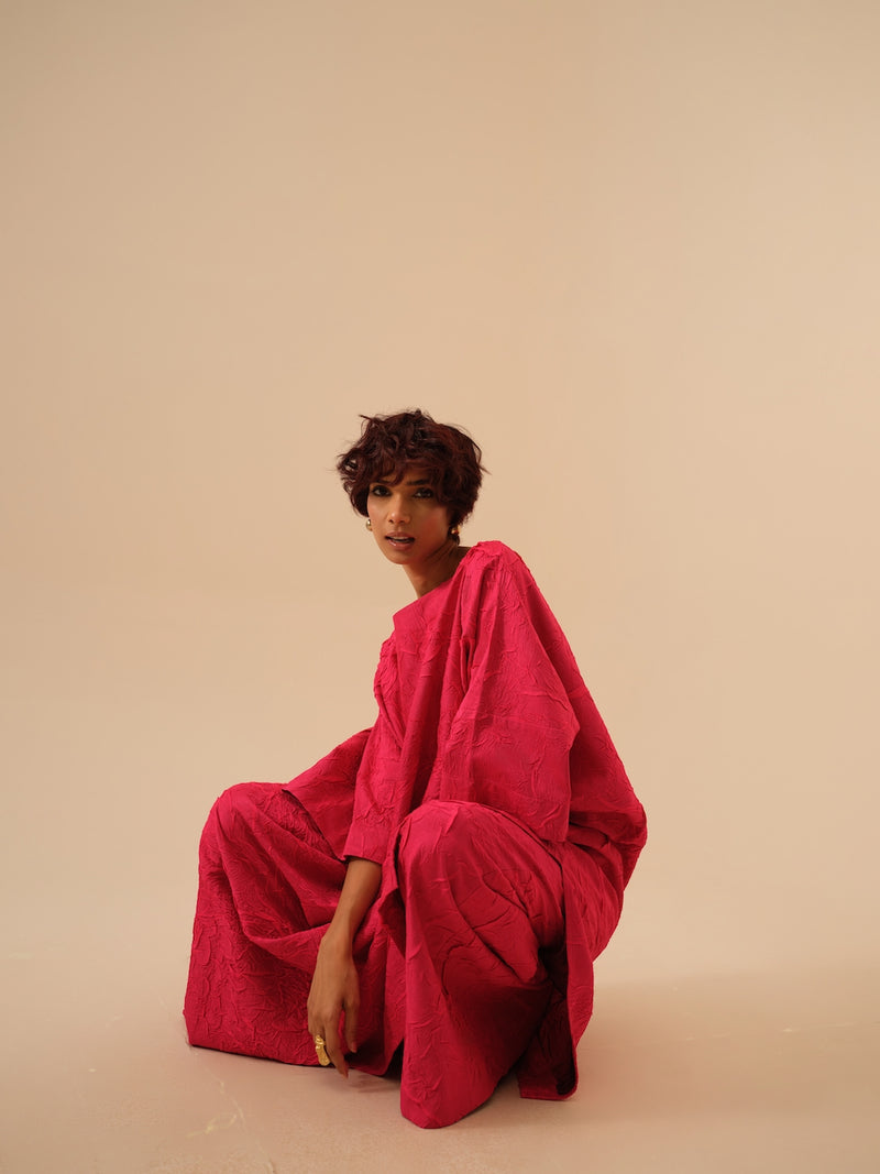 Brook Tunic-Pink crushed silk kaftans and tunics by Stoique in pink for women in Singapore