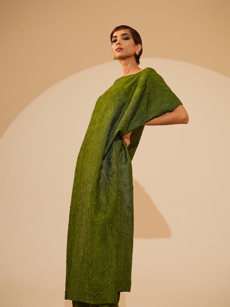 Root Pants-Jade Green crushed silk pant/trouser by Stoique in green for women in Singapore