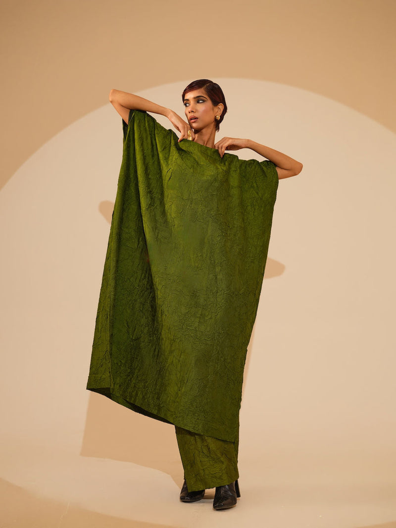 Root Pants-Jade Green crushed silk pant/trouser by Stoique in green for women in Singapore
