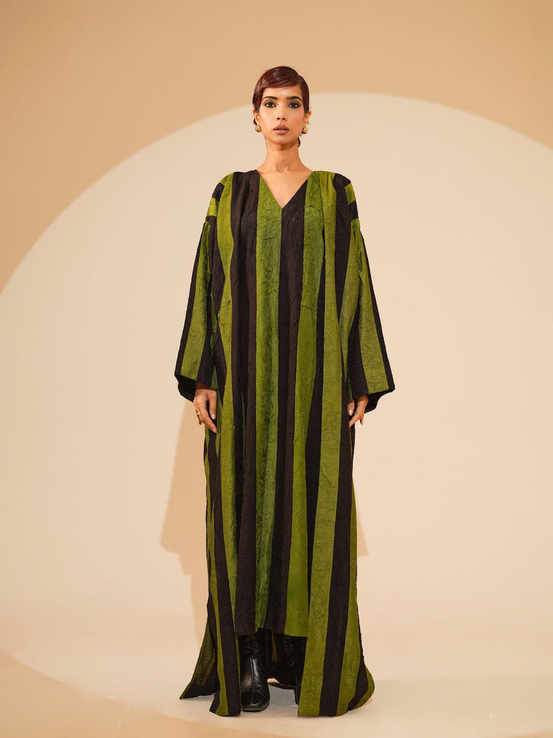 Twin Overlay-Jade + Black crushed silk jacket/overlay by Stoique in jade, black for women in Singapore
