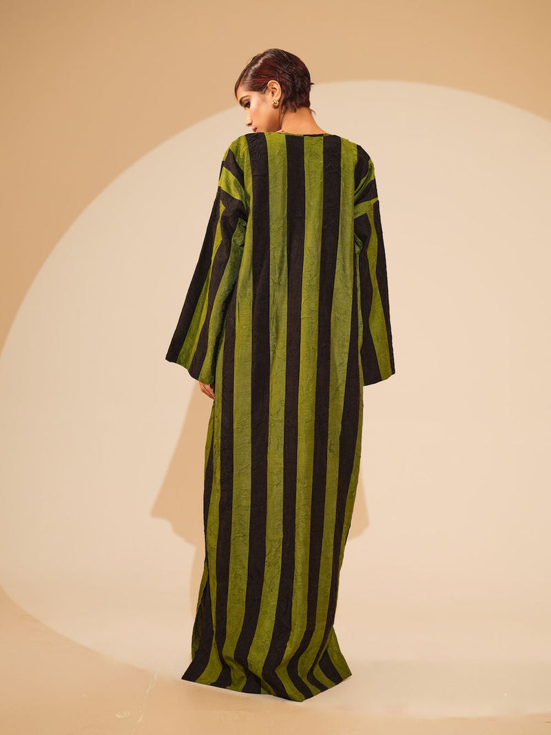 Twin Overlay-Jade + Black crushed silk jacket/overlay by Stoique in jade, black for women in Singapore