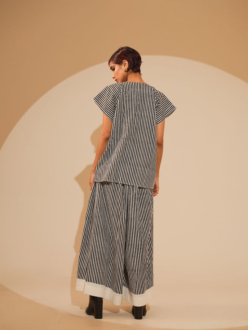 Gale Top-Natural + Black handwoven cotton top/shirt by Stoique in natural, black for women in Singapore