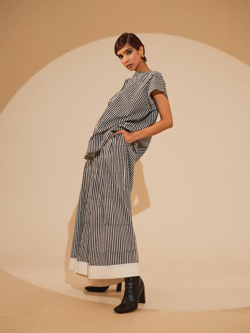 Gale Top-Natural + Black handwoven cotton top/shirt by Stoique in natural, black for women in Singapore