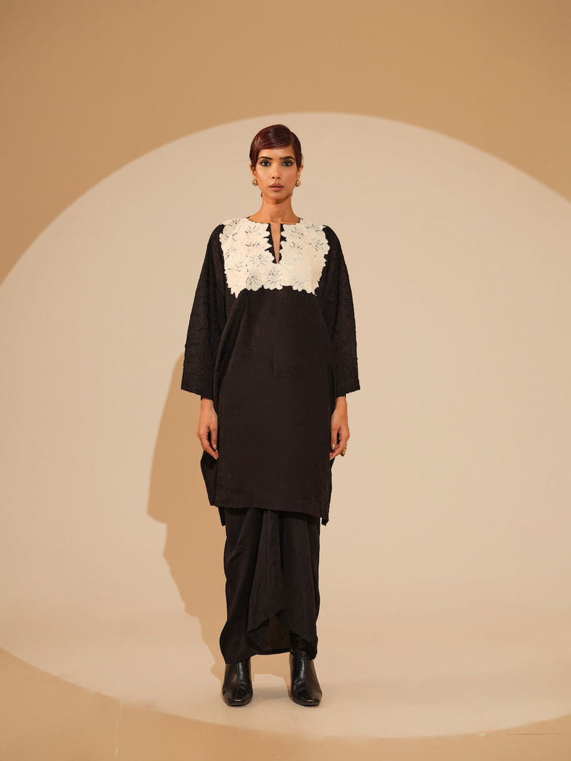 Found Skirt-Black mysore silk skirt by Stoique in black for women in Singapore