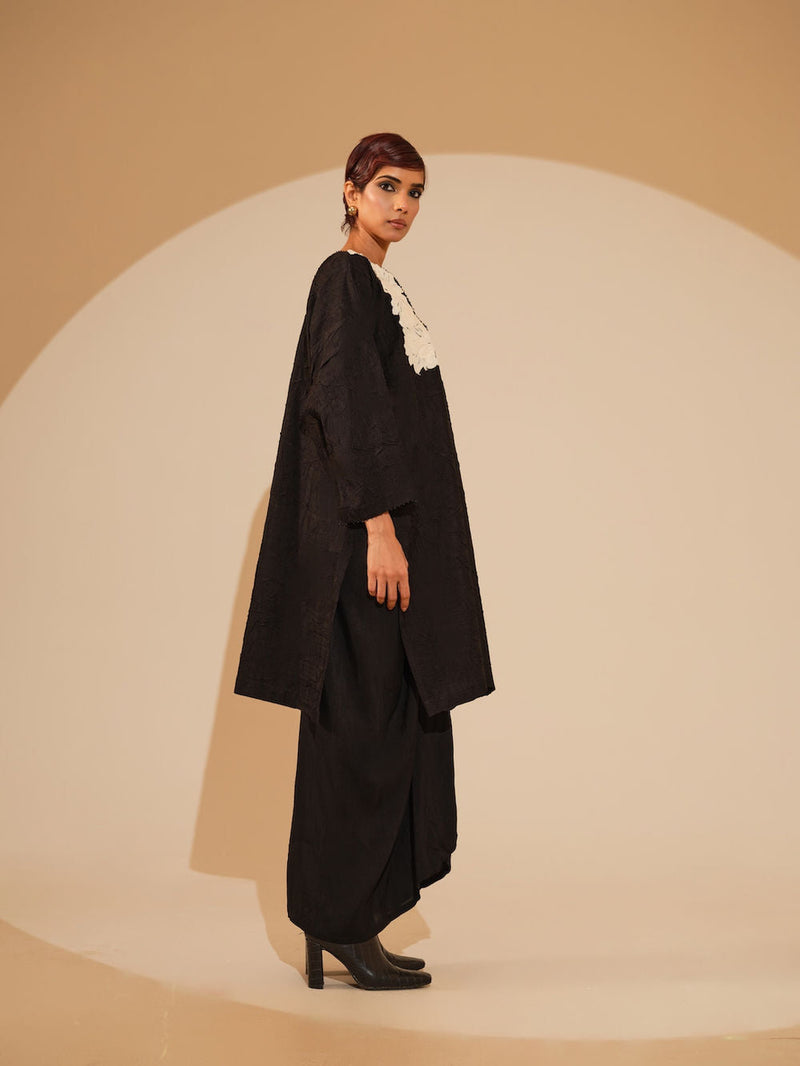 Found Skirt-Black mysore silk skirt by Stoique in black for women in Singapore
