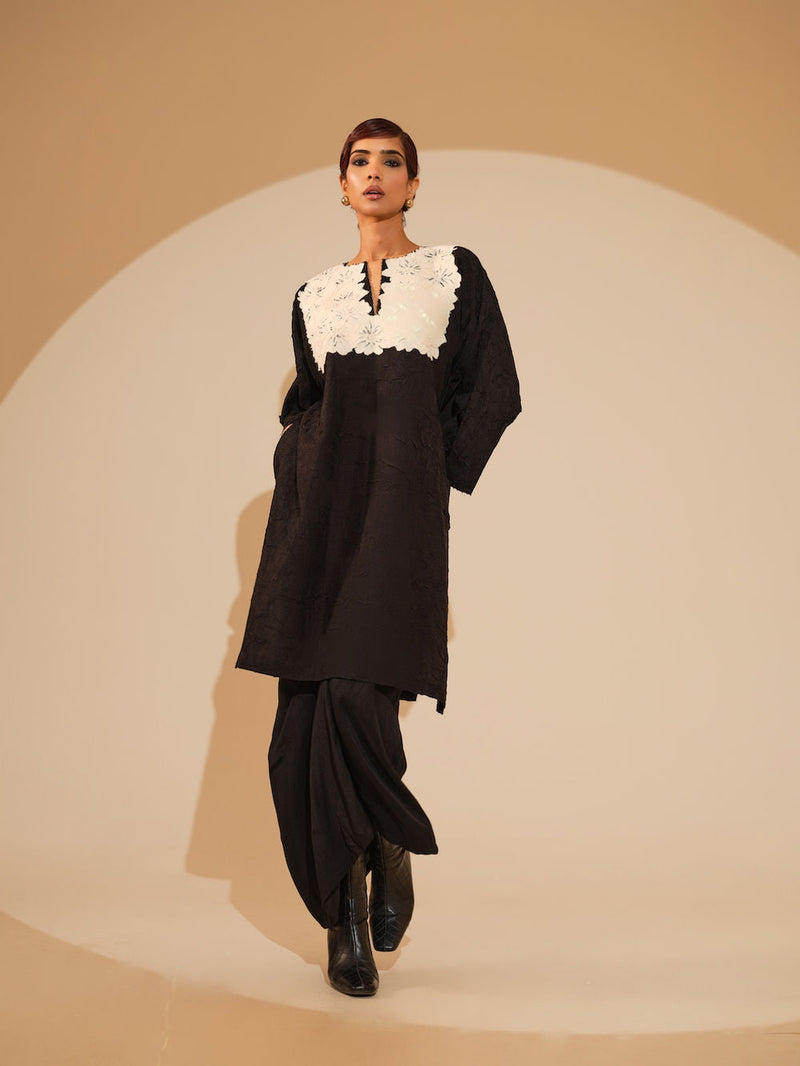 Found Skirt-Black mysore silk skirt by Stoique in black for women in Singapore