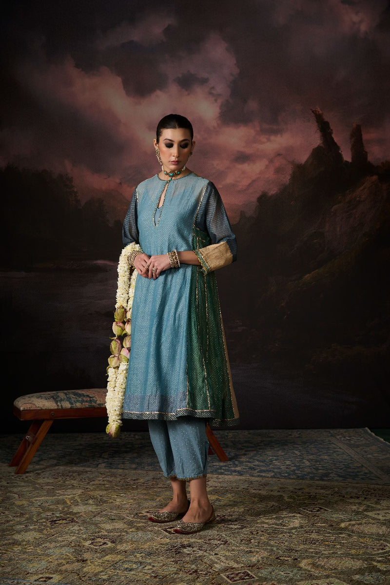 ALIYA PANT 100% cotton by SWATTI KAPOOR in blue color for women in Singapore