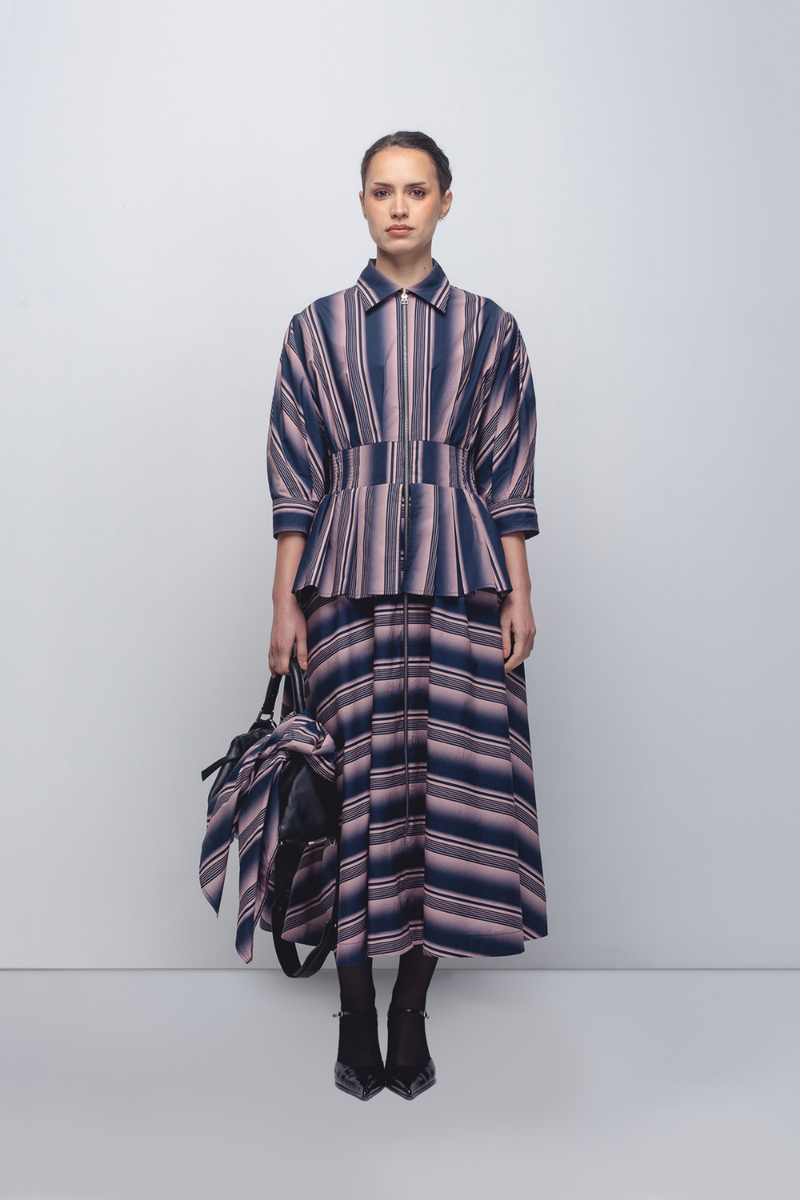 Ame Dress - Pink + Navy Stripe cotton Buy Ame Dress - Pink + Navy Stripe from C&W | Dresses for Women by Leh Studios in pink color for women in Singapore