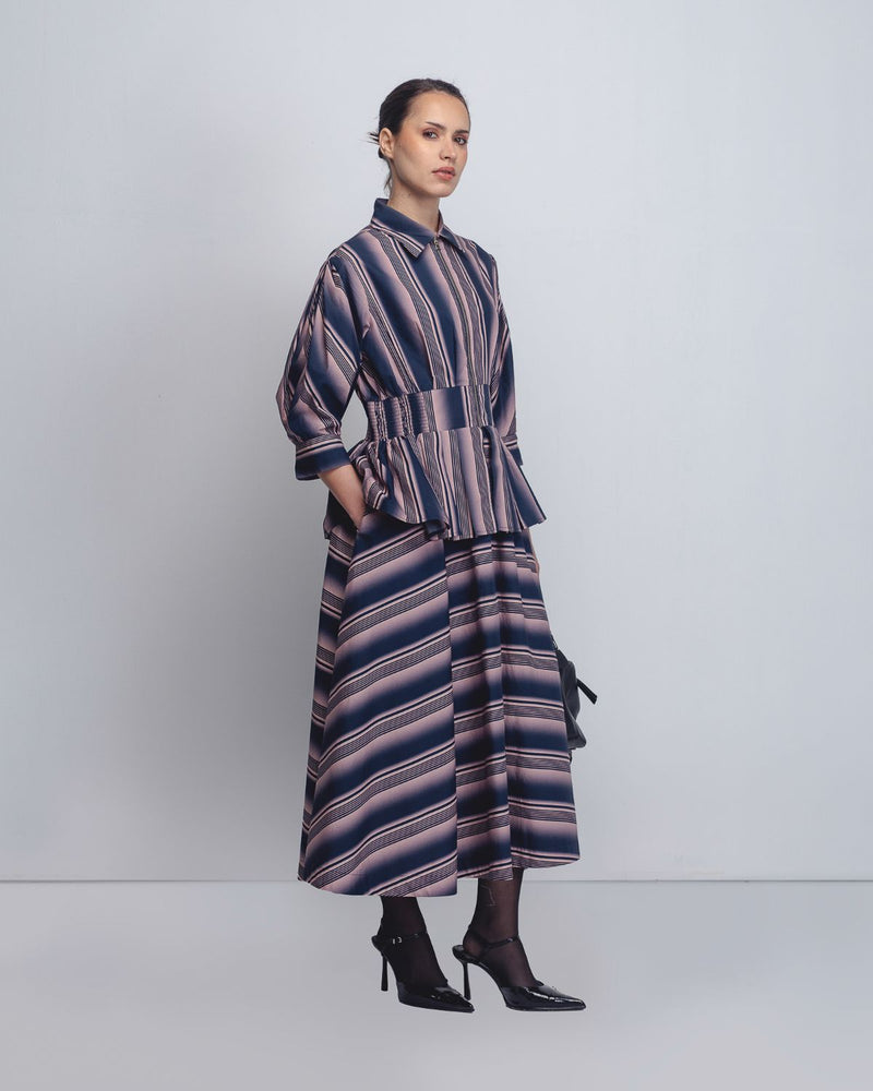 Ame Dress - Pink + Navy Stripe cotton Buy Ame Dress - Pink + Navy Stripe from C&W | Dresses for Women by Leh Studios in pink color for women in Singapore