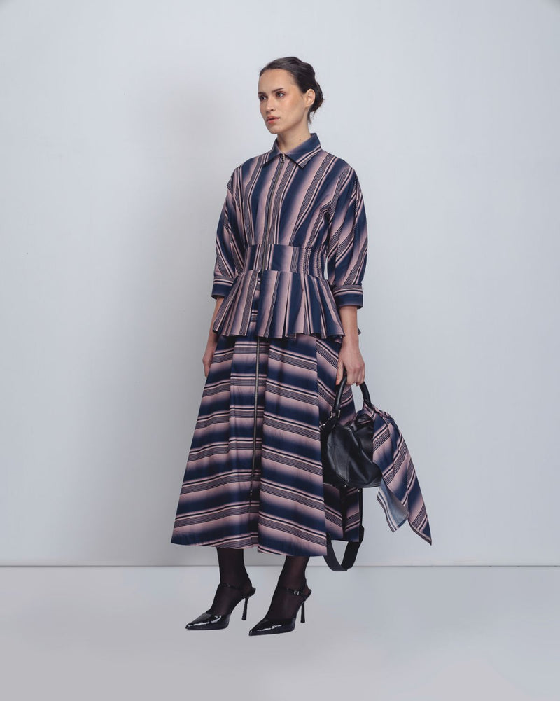 Ame Dress - Pink + Navy Stripe cotton Buy Ame Dress - Pink + Navy Stripe from C&W | Dresses for Women by Leh Studios in pink color for women in Singapore