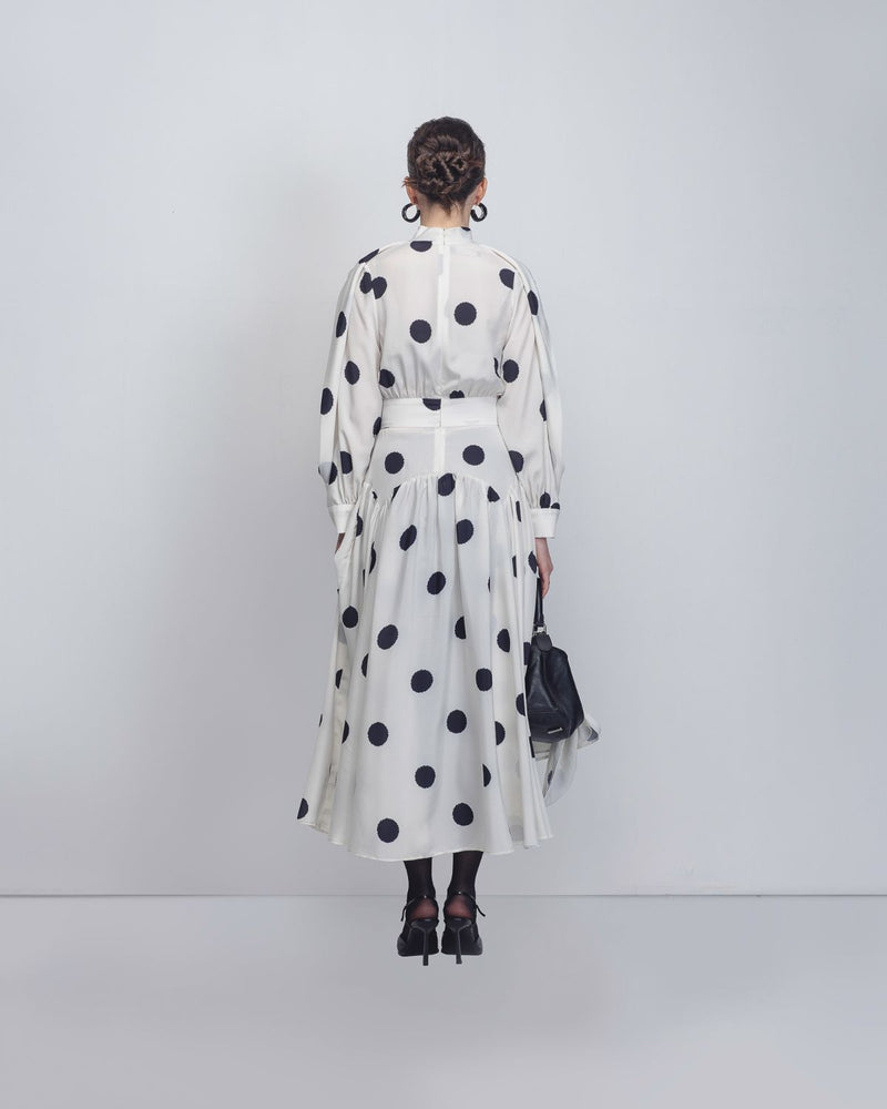 Amelia Dress - White + Black Dots Buy Amelia Dress - White + Black Dots from C&W | Dresses for Women by Leh Studios in black color for women in Singapore