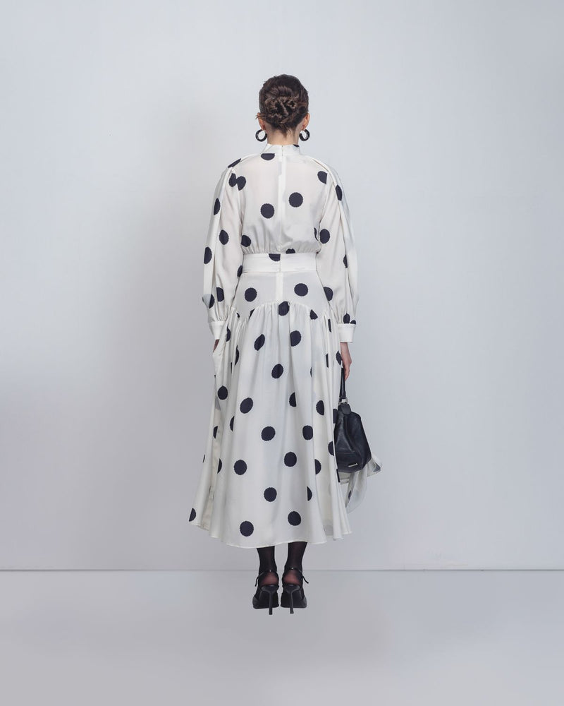 Amelia Dress - White + Black Dots Buy Amelia Dress - White + Black Dots from C&W | Dresses for Women by Leh Studios in black color for women in Singapore