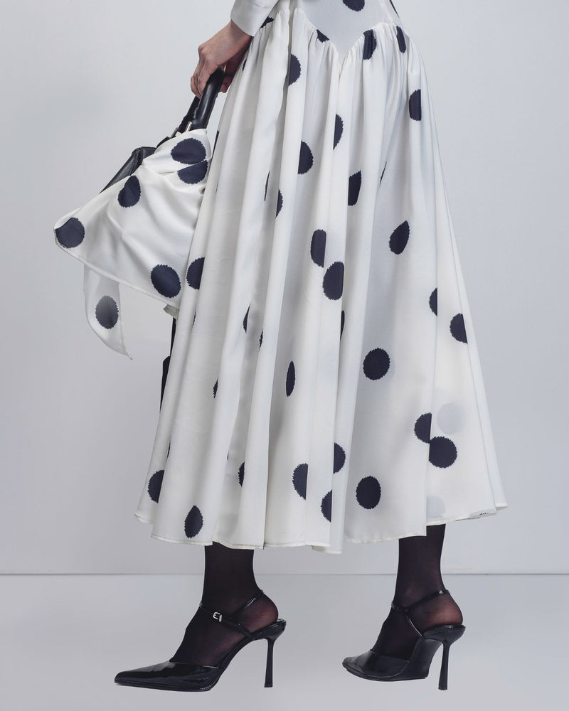 Amelia Dress - White + Black Dots Buy Amelia Dress - White + Black Dots from C&W | Dresses for Women by Leh Studios in black color for women in Singapore