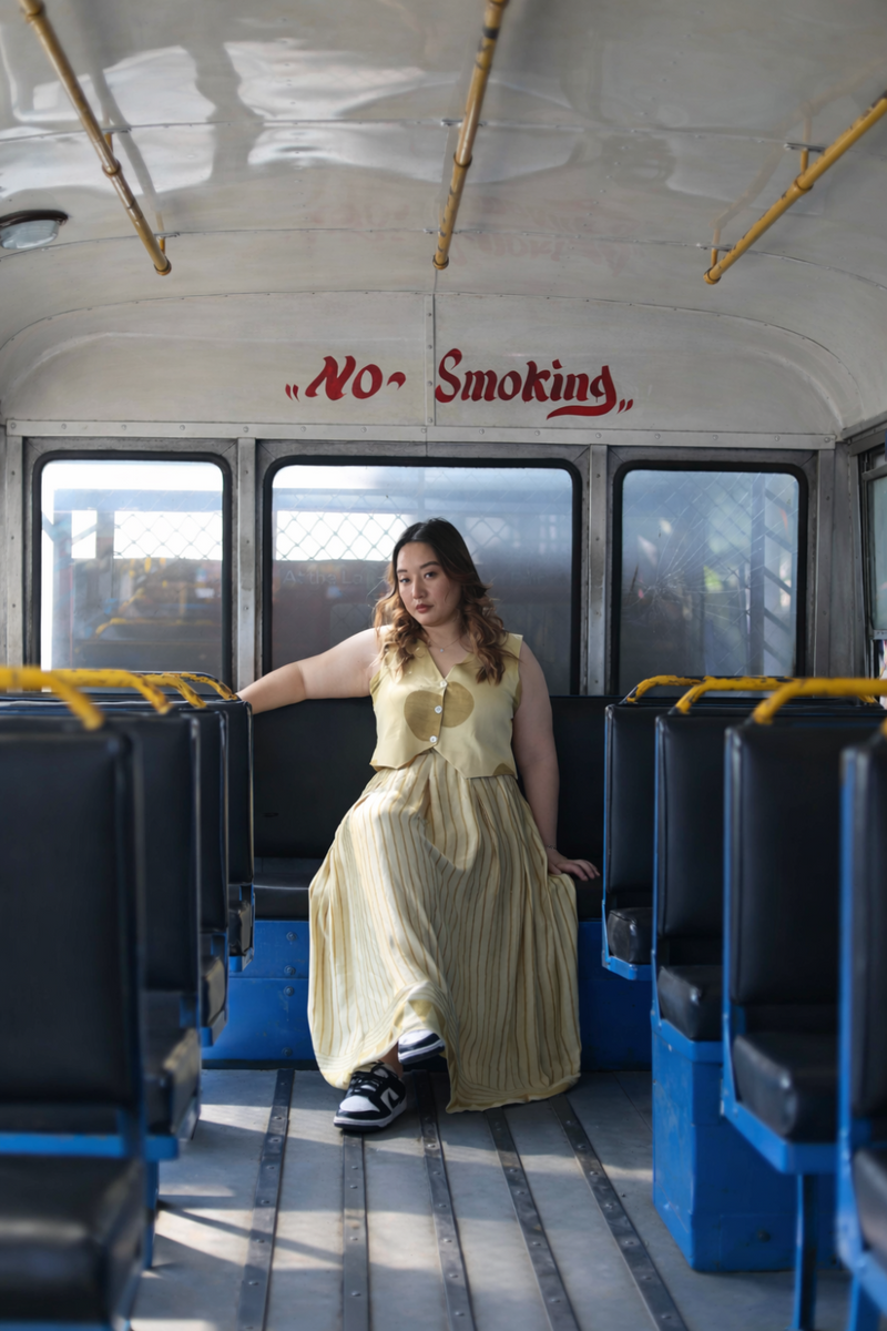 OHSO Organic Mustard Ajrakh Top & Skirt Set