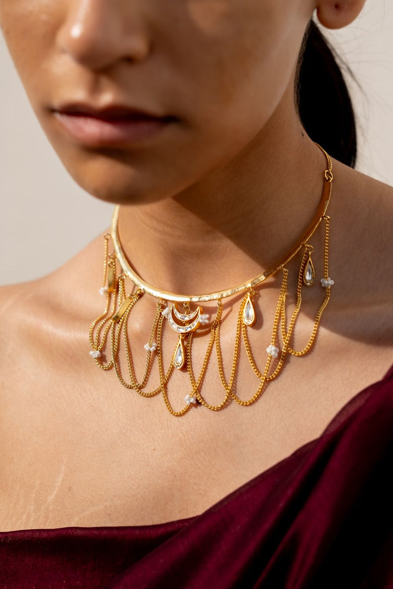Smruti Haar by Aarjavee in gold color for women in Singapore