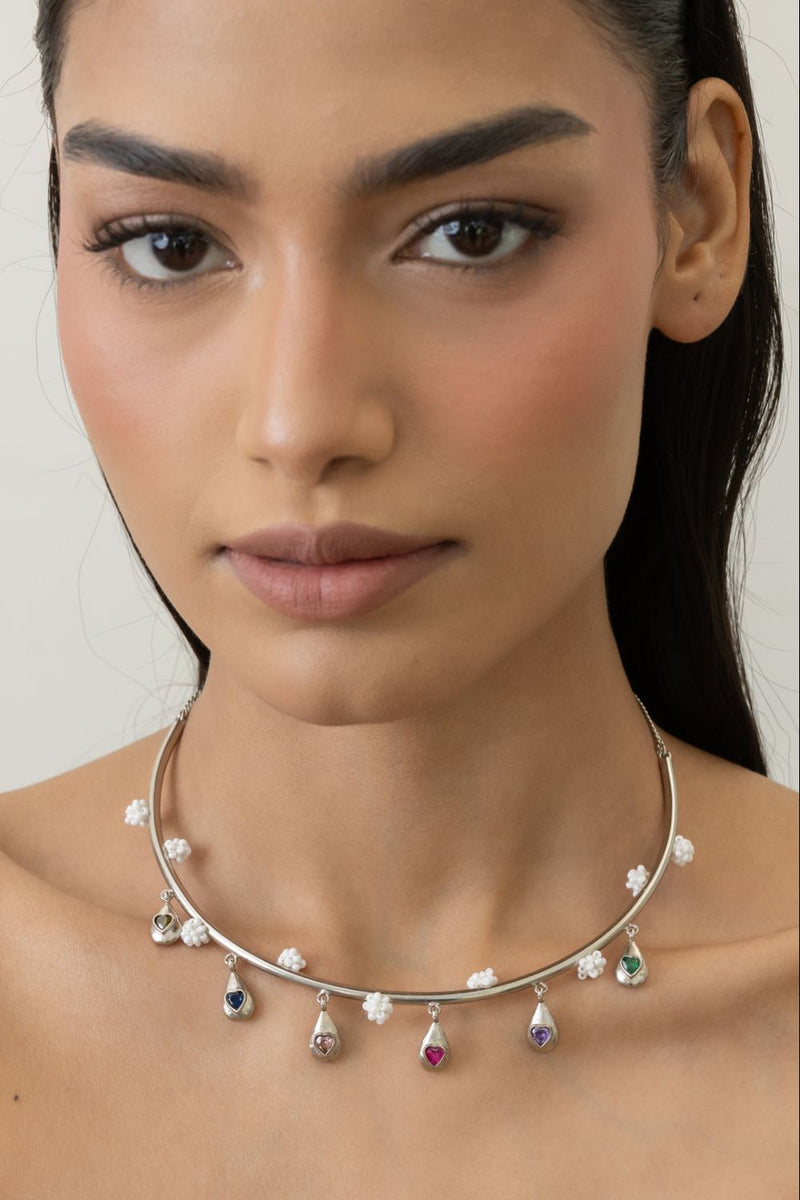 AN32S Dripping Flavours Hasli 18k gold plated on brass neckpiece by Aarjavee for women in Singapore