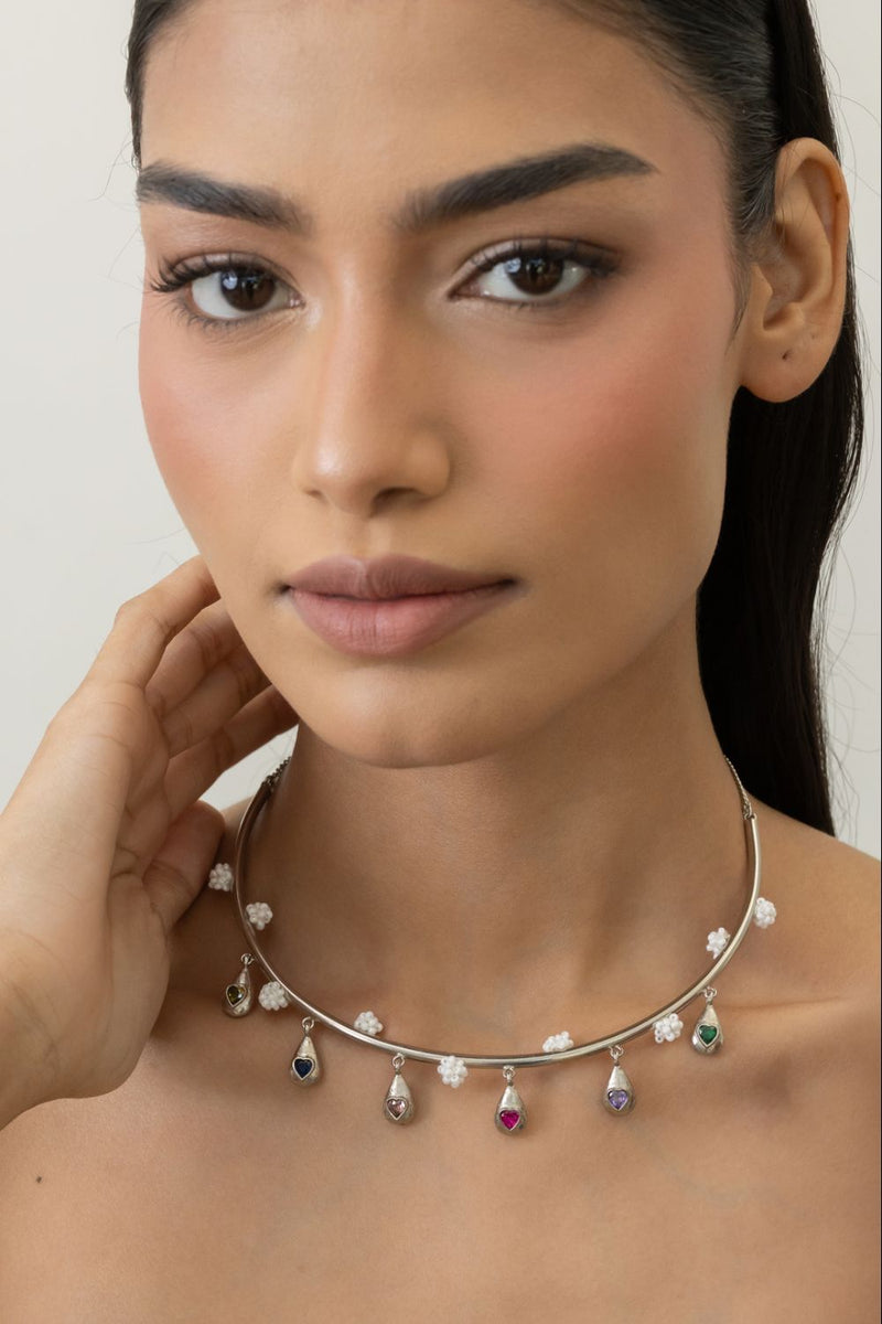 AN32S Dripping Flavours Hasli 18k gold plated on brass neckpiece by Aarjavee for women in Singapore