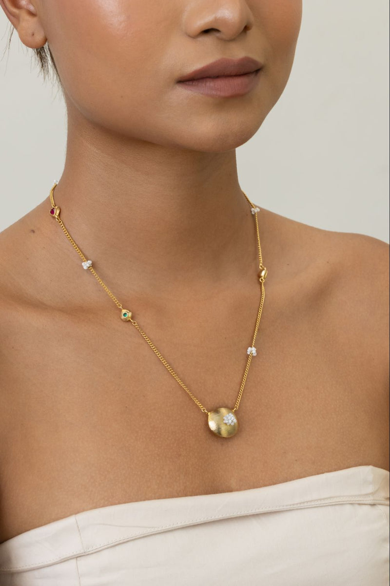 AN33G Bubble Pendant 18k gold plated on brass neckpiece by Aarjavee for women in Singapore