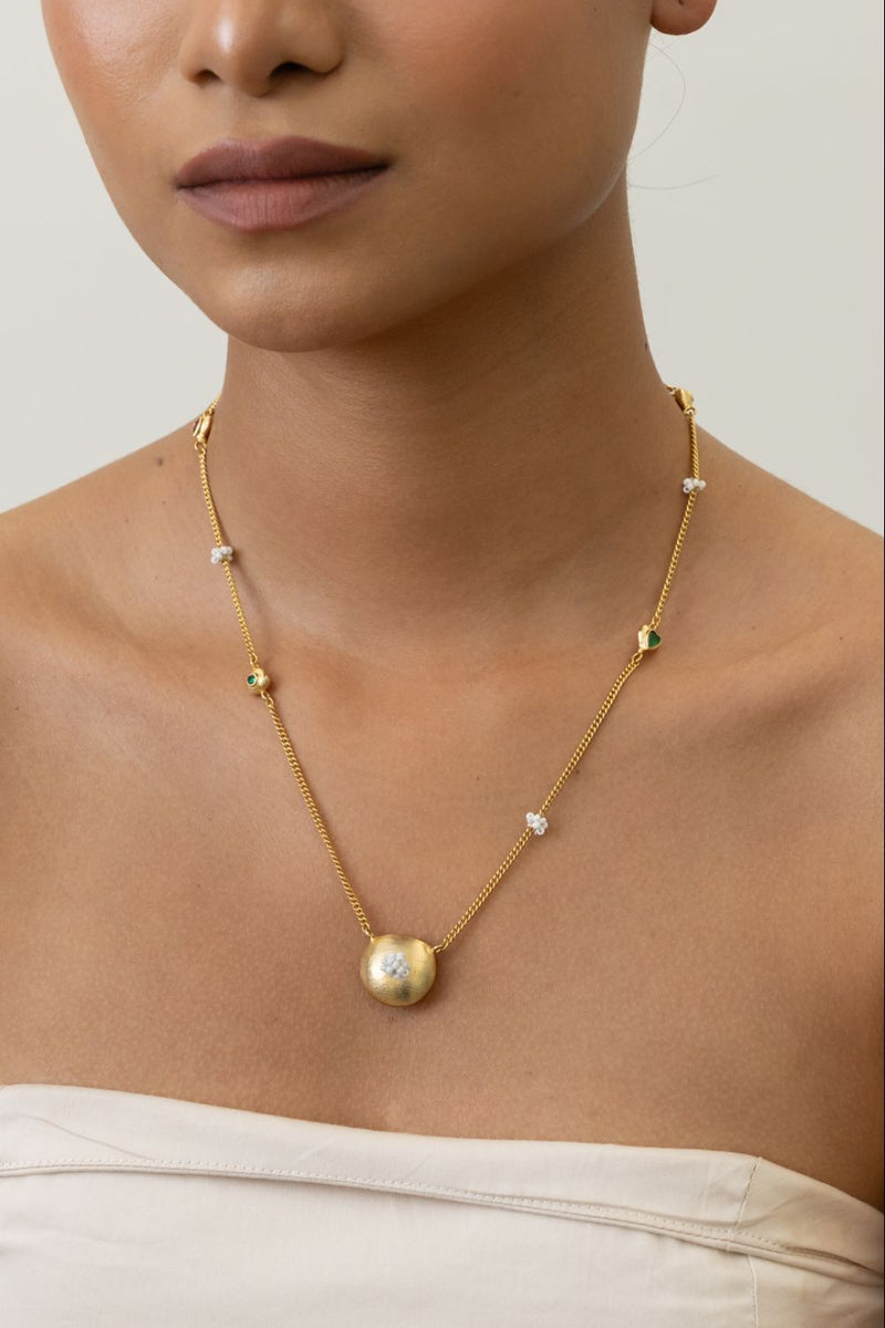 AN33G Bubble Pendant 18k gold plated on brass neckpiece by Aarjavee for women in Singapore
