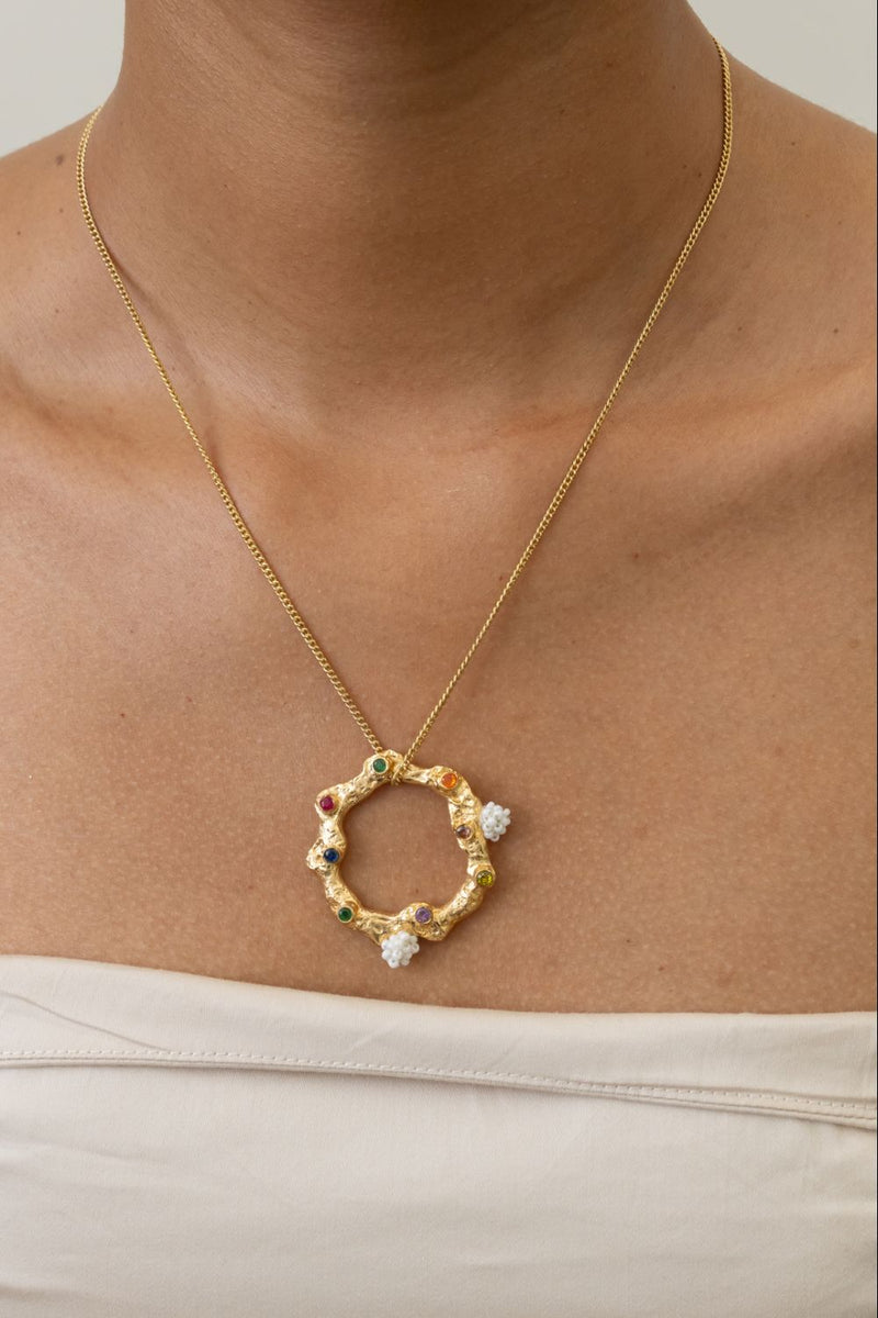 AN35G The Summer Circle 18k gold plated on brass neckpiece by Aarjavee for women in Singapore