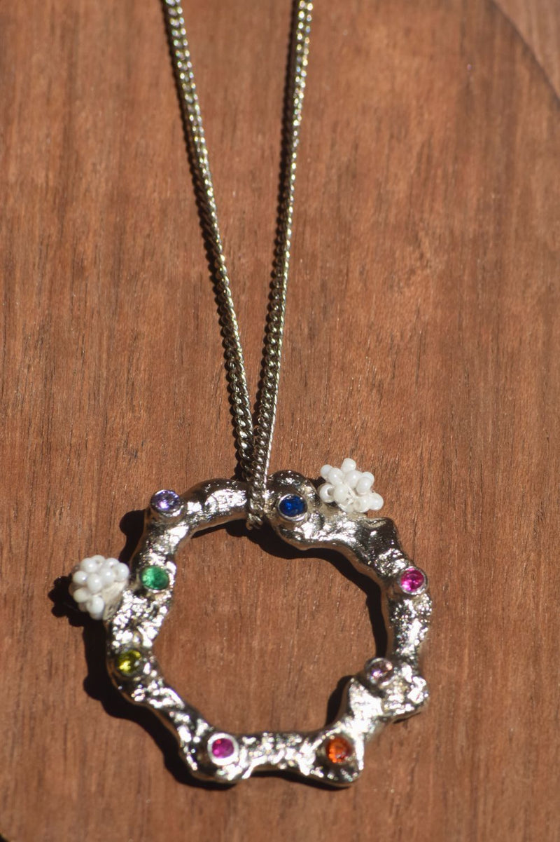 AN35S The Summer Circle 18k gold plated on brass neckpiece by Aarjavee for women in Singapore