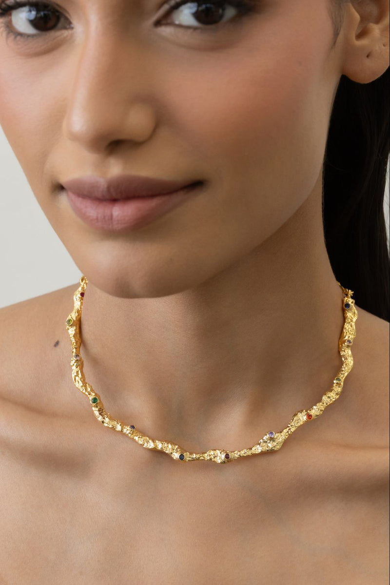 AN36G Melon Hasli 18k gold plated on brass neckpiece by Aarjavee for women in Singapore