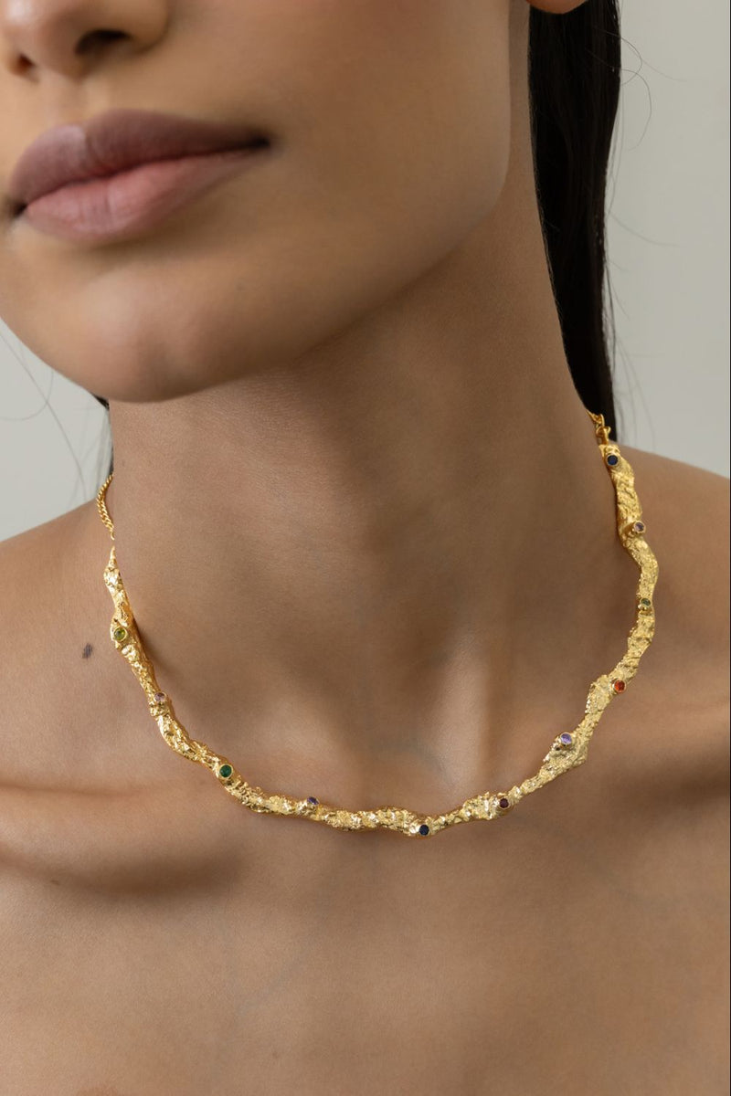 AN36G Melon Hasli 18k gold plated on brass neckpiece by Aarjavee for women in Singapore