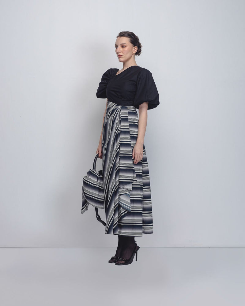 Anja Dress - Black + White Stripes cotton Buy Anja Dress - Black + White Stripes from C&W | Dresses for Women by Leh Studios in black color for women in Singapore