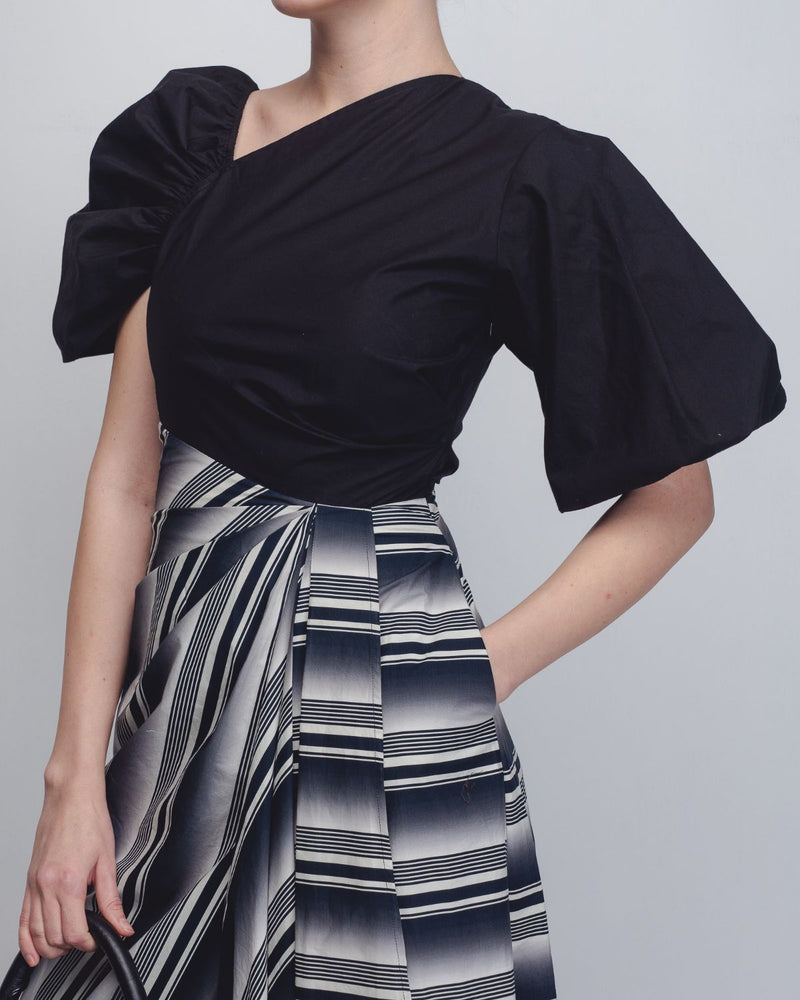 Anja Dress - Black + White Stripes cotton Buy Anja Dress - Black + White Stripes from C&W | Dresses for Women by Leh Studios in black color for women in Singapore