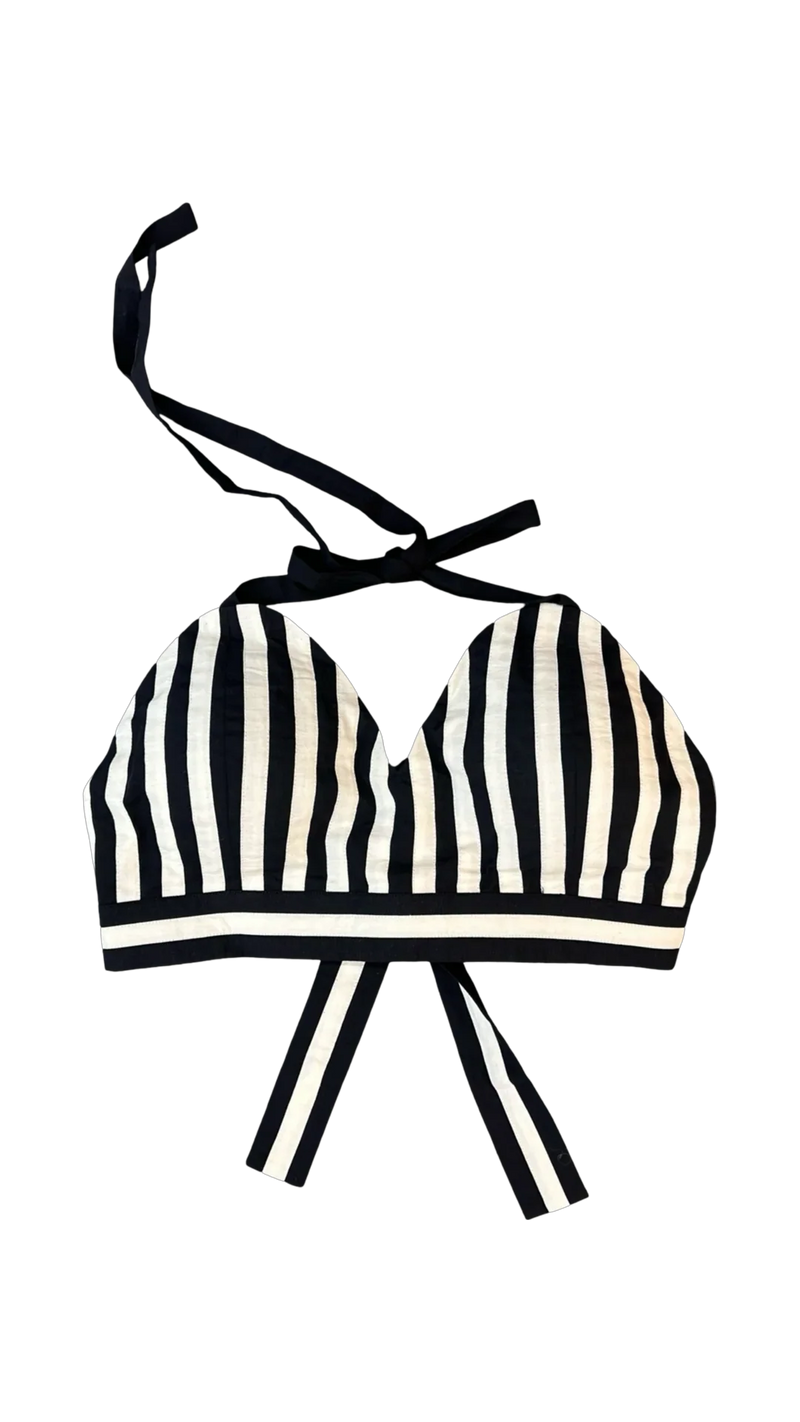 AP Bustier-White and Black cotton top/shirt by Ka-Sha in black for women in Singapore