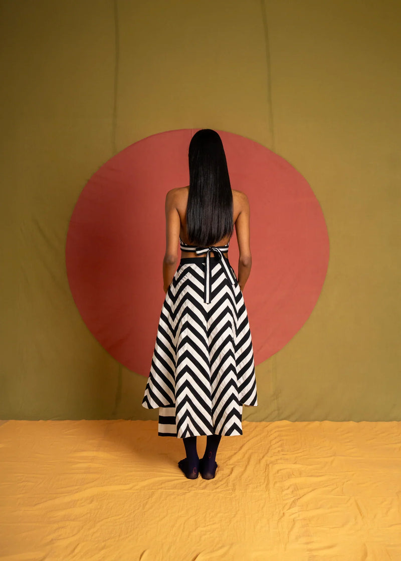 AP Bustier-White and Black cotton top/shirt by Ka-Sha in black for women in Singapore