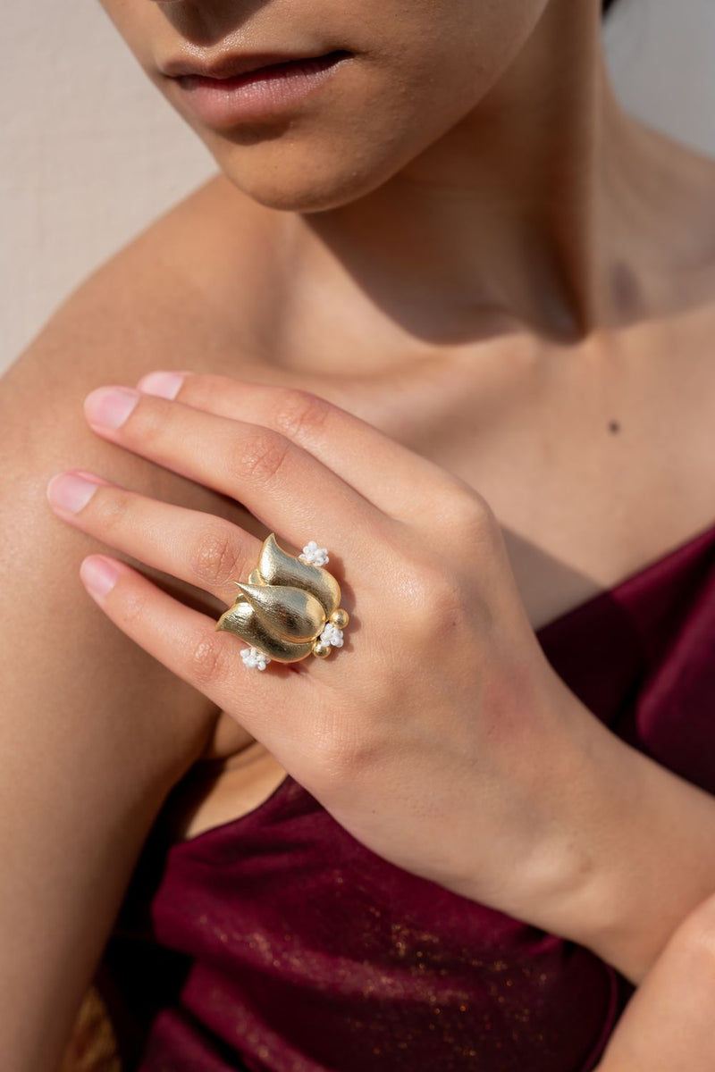 Padma Angoothi by Aarjavee in gold color for women in Singapore