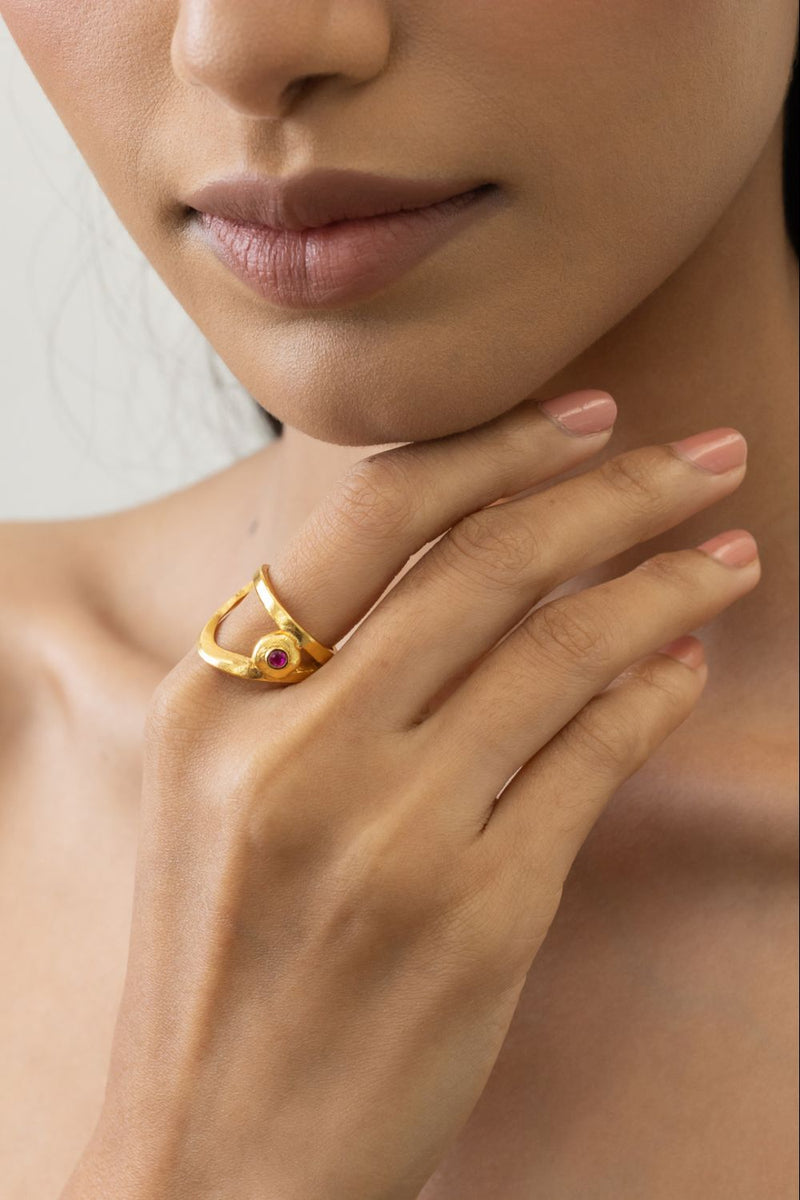 AR29G Fruit Slice 18k gold plated on brass ring by Aarjavee for women in Singapore