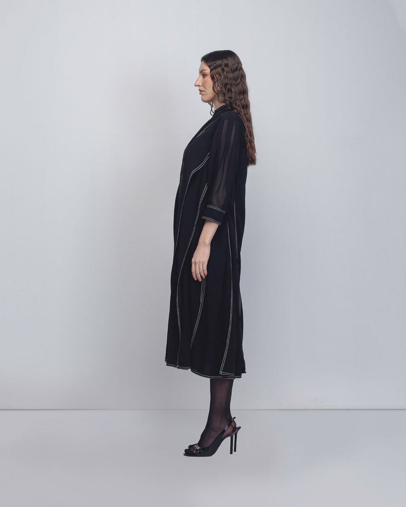 Ascent Pleated Dress - Black + White Stripes Buy Ascent Pleated Dress - Black + White Stripes from C&W | Dresses for Women by Leh Studios in black color for women in Singapore