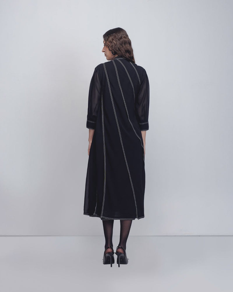 Ascent Pleated Dress - Black + White Stripes Buy Ascent Pleated Dress - Black + White Stripes from C&W | Dresses for Women by Leh Studios in black color for women in Singapore