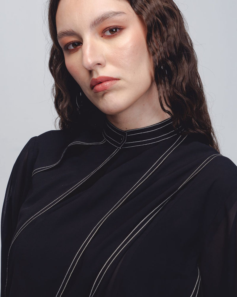 Ascent Pleated Dress - Black + White Stripes Buy Ascent Pleated Dress - Black + White Stripes from C&W | Dresses for Women by Leh Studios in black color for women in Singapore