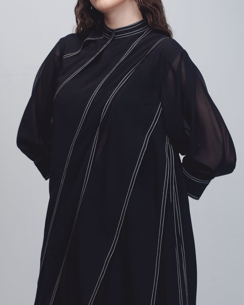 Ascent Pleated Dress - Black + White Stripes Buy Ascent Pleated Dress - Black + White Stripes from C&W | Dresses for Women by Leh Studios in black color for women in Singapore