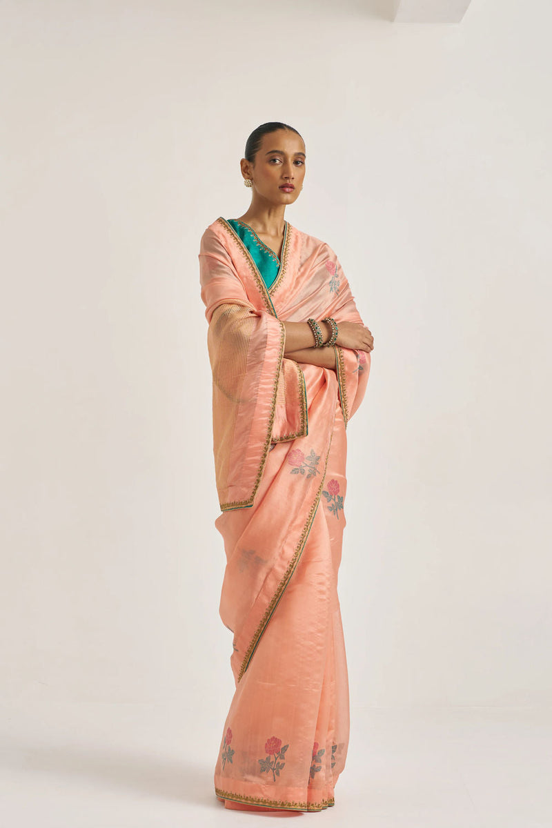 Attar Sari silk jamdani by Suparna Som in red for women in Singapore