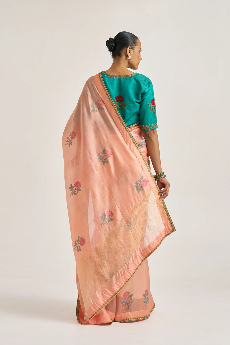 Attar Sari silk jamdani by Suparna Som in red for women in Singapore